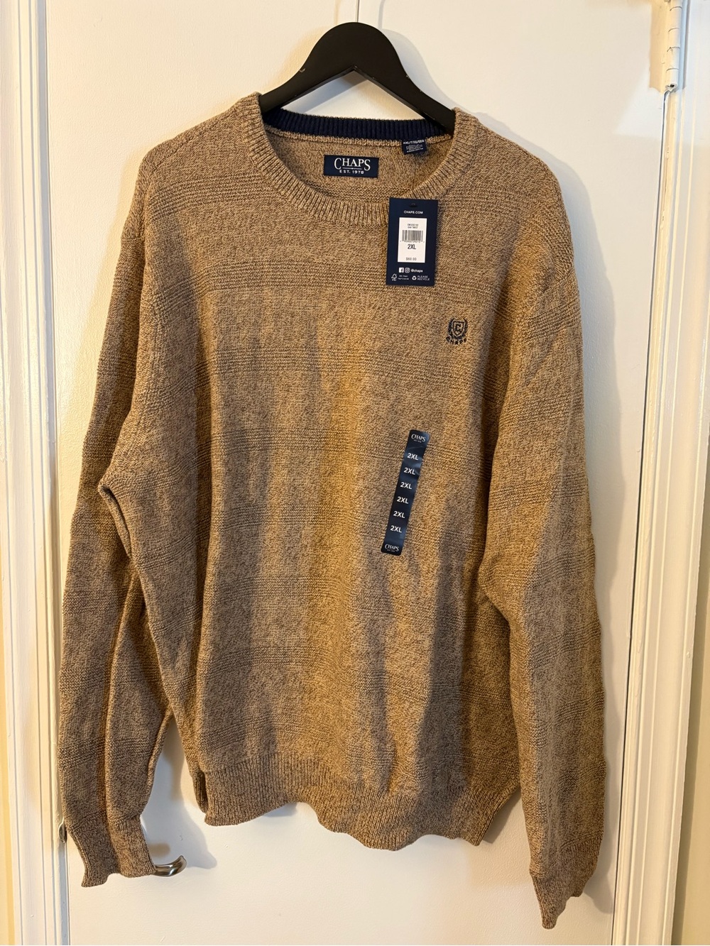 Chaps Men's Crewneck Sweater in Brown Tan
